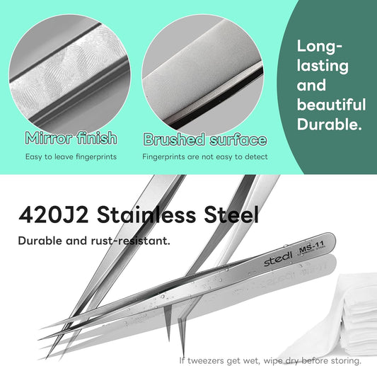 Stedi 2PCS Precision Tweezers Set Straight & Curved Tip for Gundam - TTpen