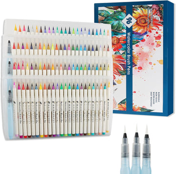 MAIKEDEPOT 96 Colors Watercolor Brush Pens with 3 Blending Brush