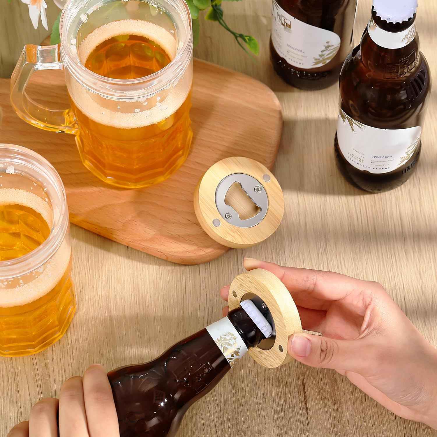 2.5 inch Bamboo Wodden Magnetic Bottle Opener 24pcs