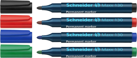 Schneider Maxx 130 Permanent Marker,1-3mm,4 Colors