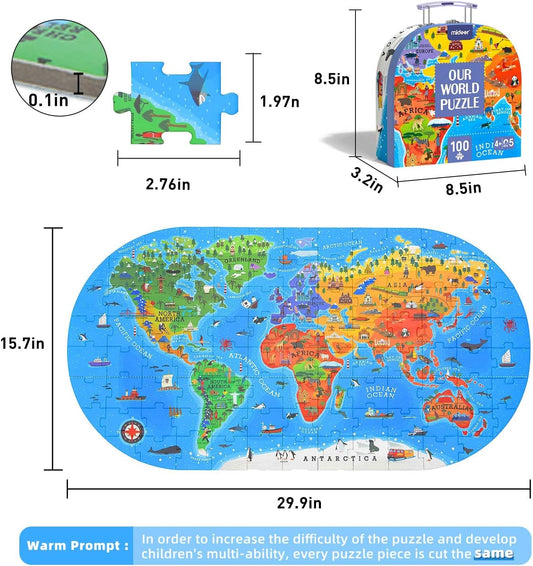 Mideer Bodenspiel für Kinder 4-8, 100 Teile Weltkarte Puzzle