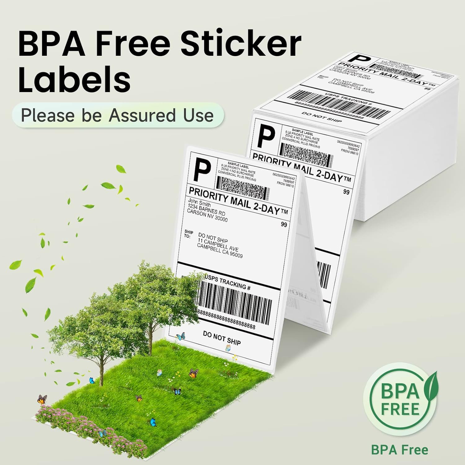 Phomemo 4x6 Inch Thermal Direct Shipping Label,Fan-Fold 500 Labels