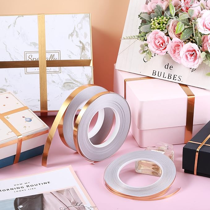 3 Rolls Self Adhesive Metalized Polyester Film Tape Gold