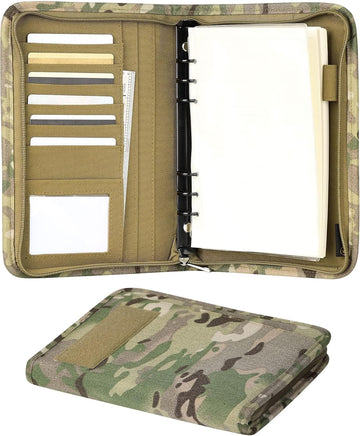 A5 Size Tactical Notebook Padfolio Ring Binder with 80 Sheets Paper