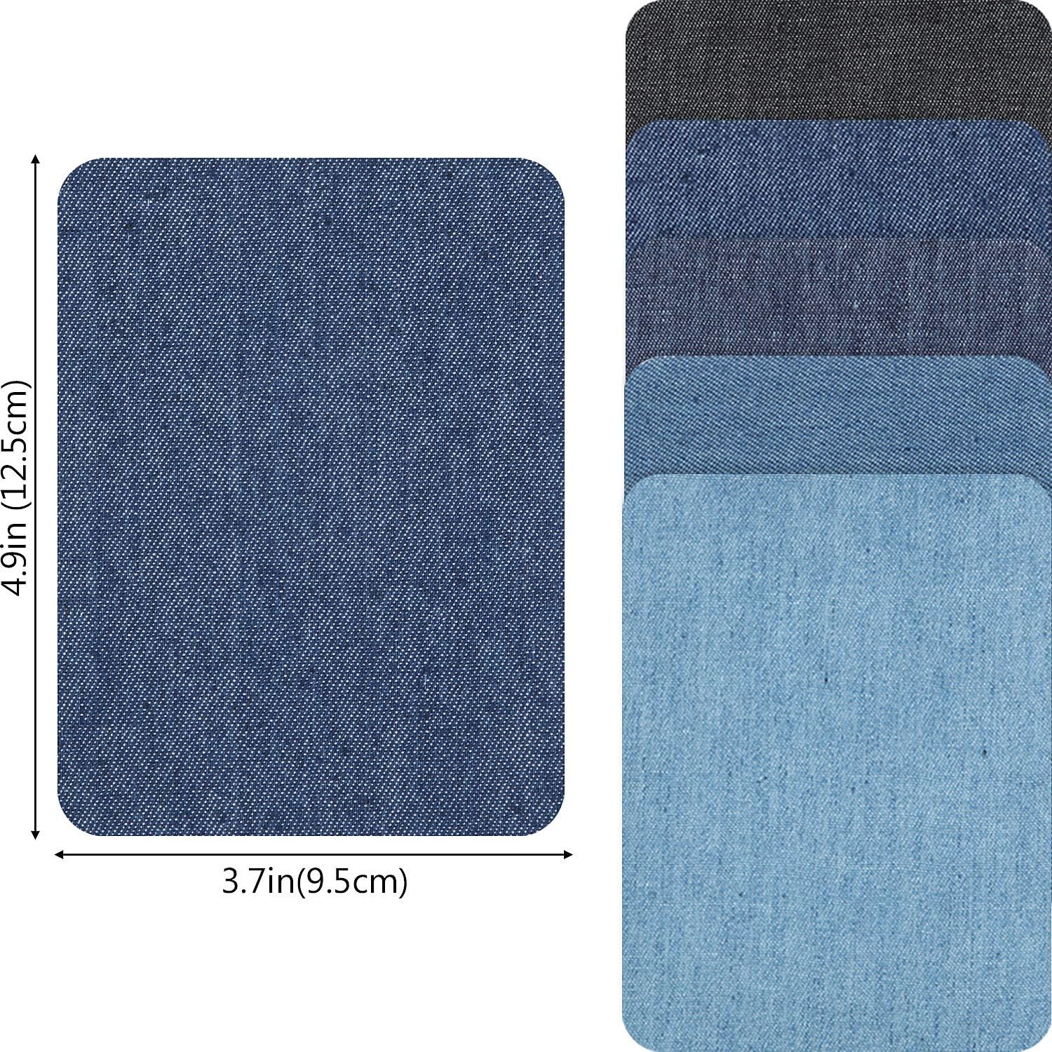 4.9 in x 3.7 in iron-on denim patch square size for repairs and crafts