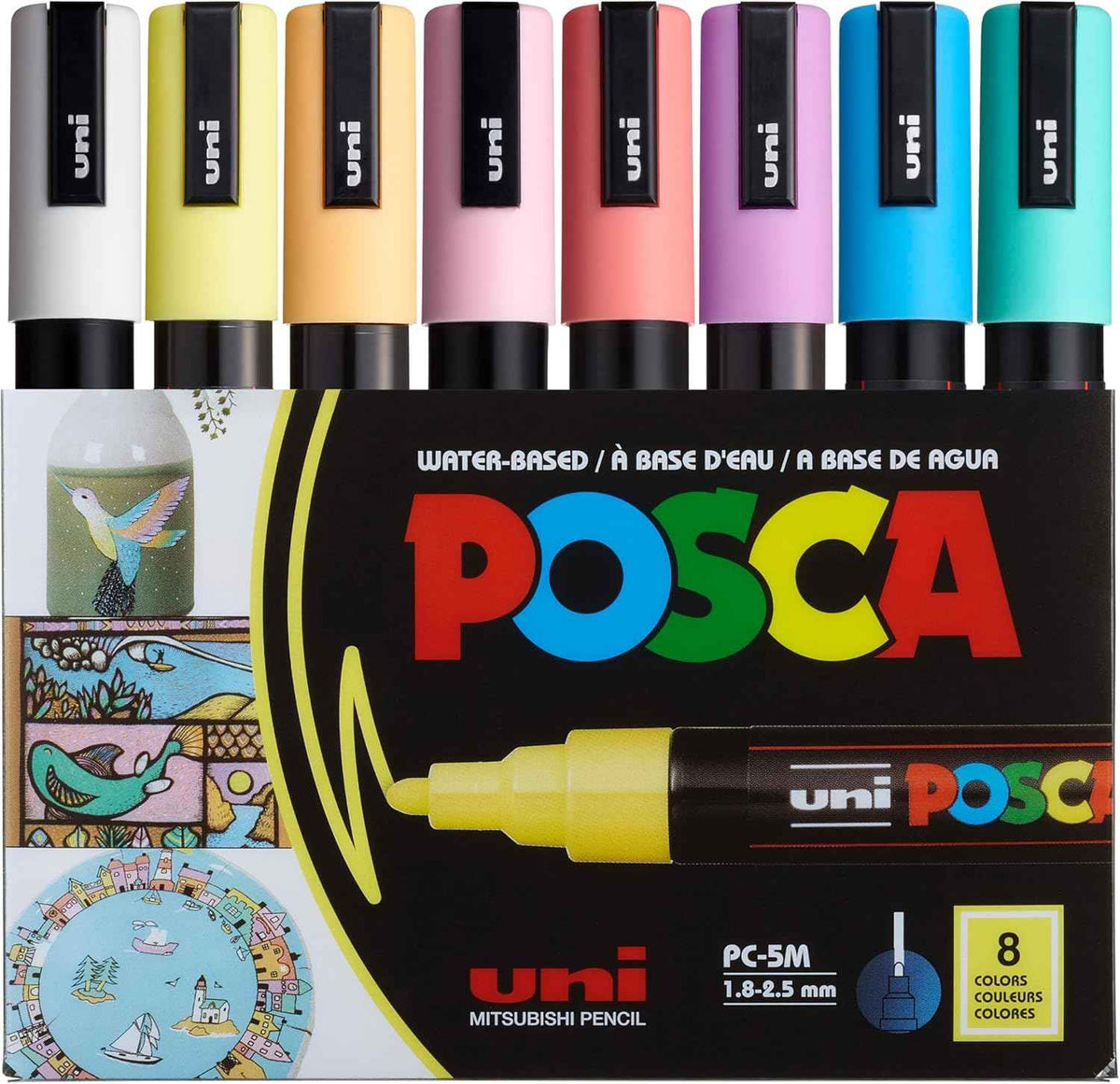 Posca Marker Label Uni Posca Paint Marker PC-5M - Medium Point - 8 Soft Colors