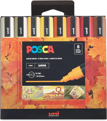 Uni Posca målarpenna PC-5M - Medium spets - 8 färger varma toner