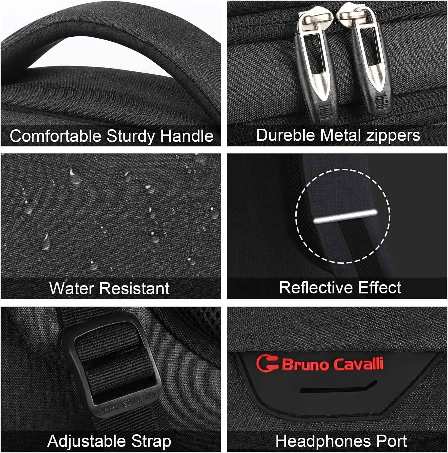 Bruno Cavalli Laptop Backpack with USB Charging Port Fit 15.6 inch Not