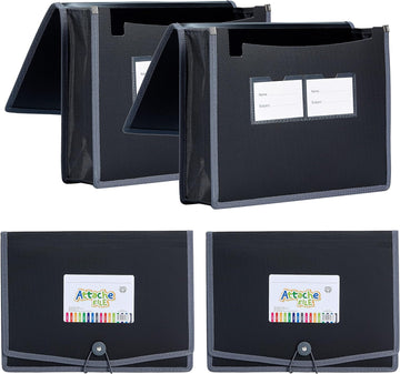 4 Pack Plastic Expanding File Wallet Document Organizer A4 Letter Black - TTpen