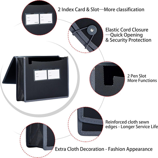 4 Pack Plastic Expanding File Wallet Document Organizer A4 Letter Black