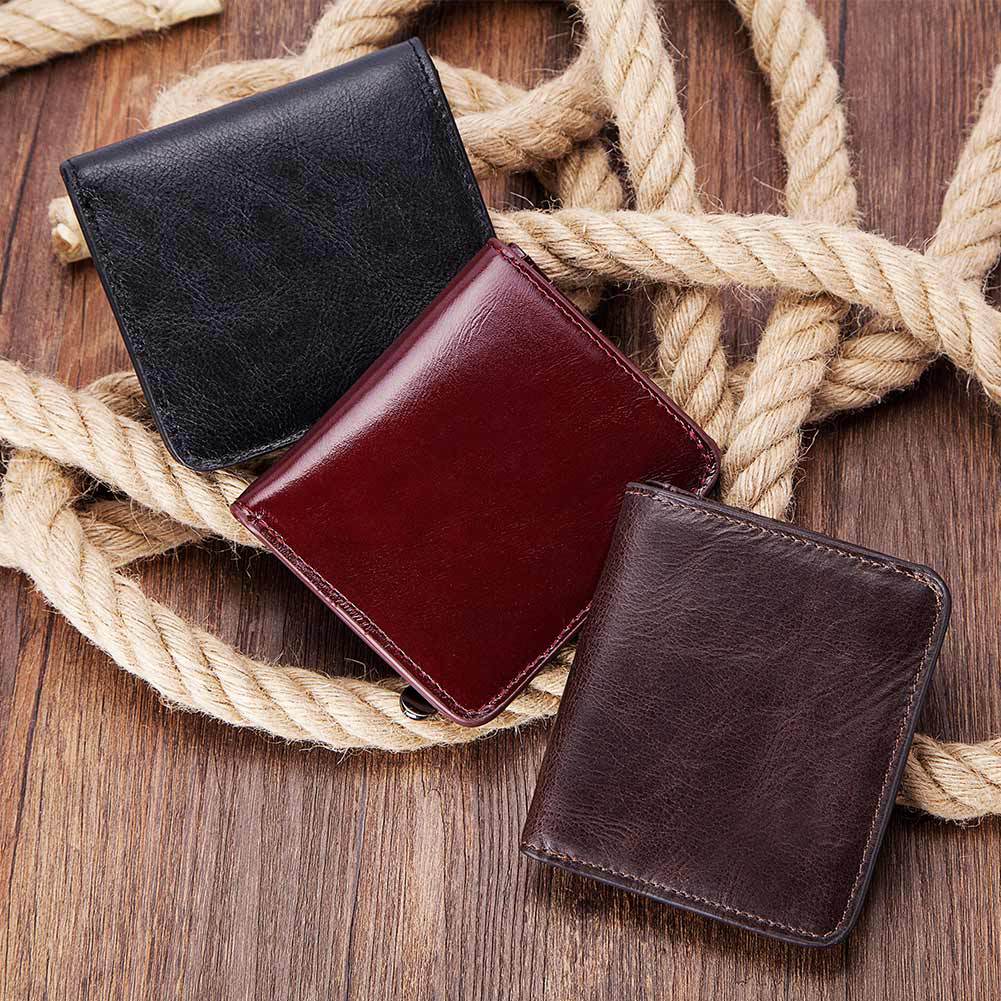 Men's Leather Short Wallet Top Grain Cowhide Minimalist Card Holder