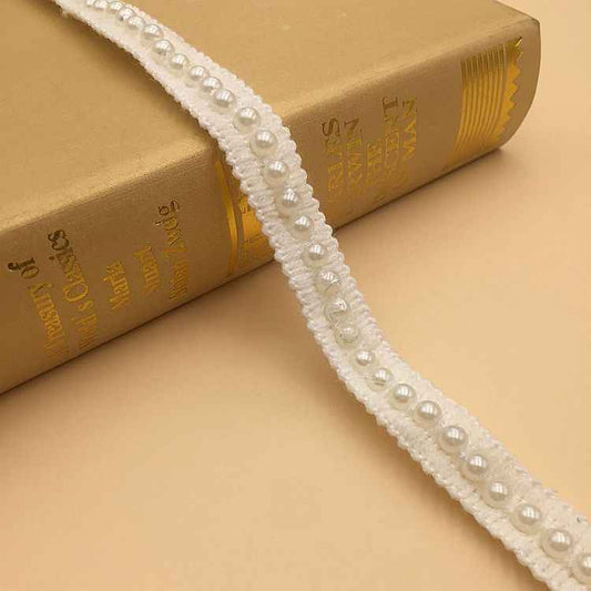 1.5cm/2cm White Pearl Acrylic Crochet Lace Trim – 10 Yards 1.5cm