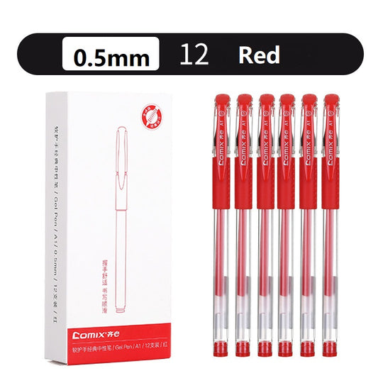 Comix A1 Gel Pens Black Red Ink,Fine Point (0.5mm),12 Count