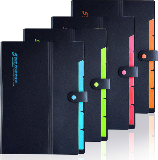4 Pack Expanding File Folders with 6 Pockets,A4 Letter Size - TTpen