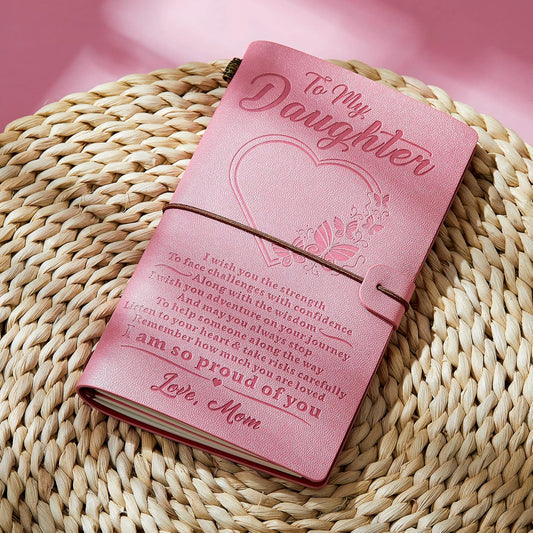 Till min dotters gåva - Rosa läderanteckningsbok från mamma