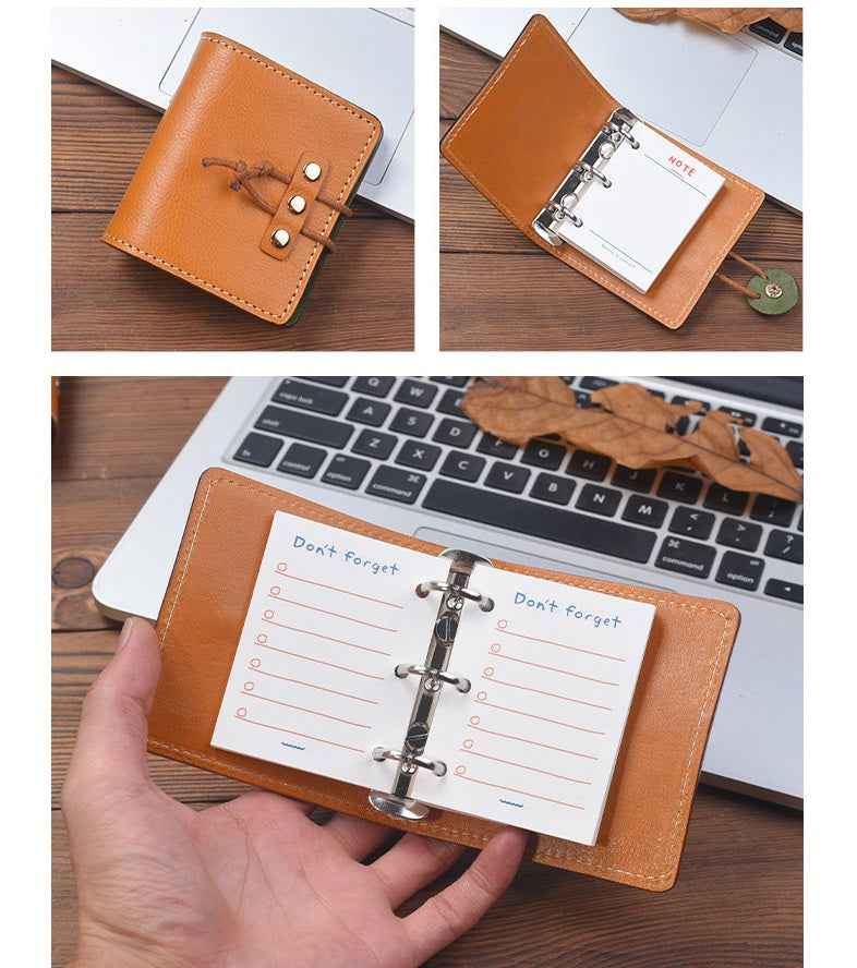 A9 Leather Pocket Notebook – 3-Ring Refillable Mini Binder 50 Sheets