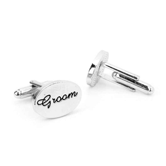 Silver 'Groom' Cufflinks for Wedding French Shirt Studs 2pcs