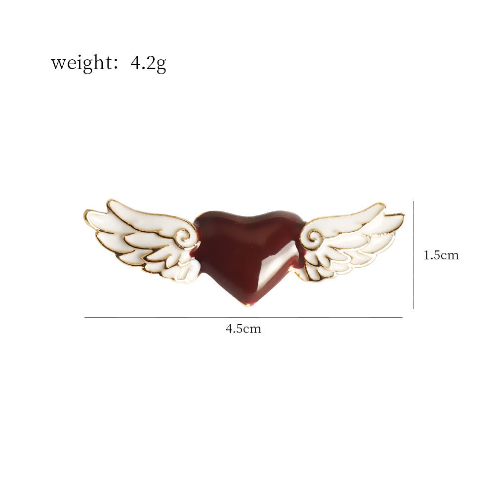 Angel wing heart brooch pin size: 4.5cm x 1.5cm; weight 4.2g