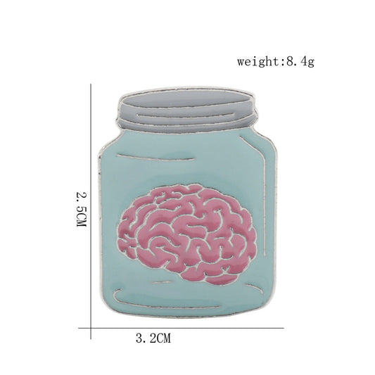 Creative Letter Brain Brooch Pin 3 Pack
