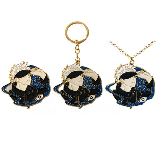 Jujutsu Kaisen Fivetsume Toji Metal Brooch Keyring Necklace 3 Pack