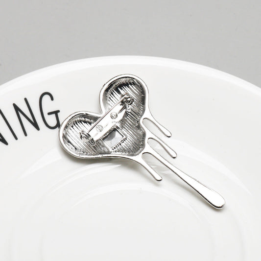 Silver Lava Heart Suit Brooch Pin 3pcs