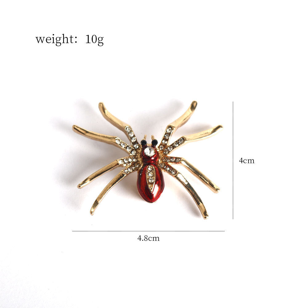 Glittering diamond spider brooch, 4.8cm wide, 4cm tall; weight 10g