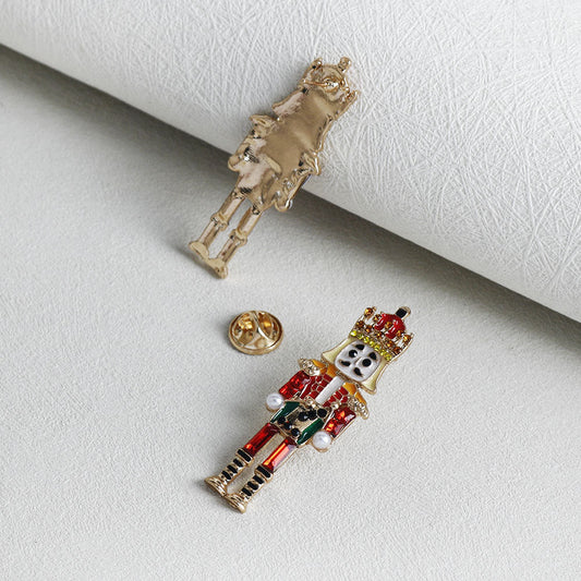 Dripping Charm Nutcracker Soldier Brooch Pin 2 Pack