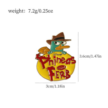Gelb-rote Metall-Anstecknadel mit Platypus im Hut, Cartoon-Design