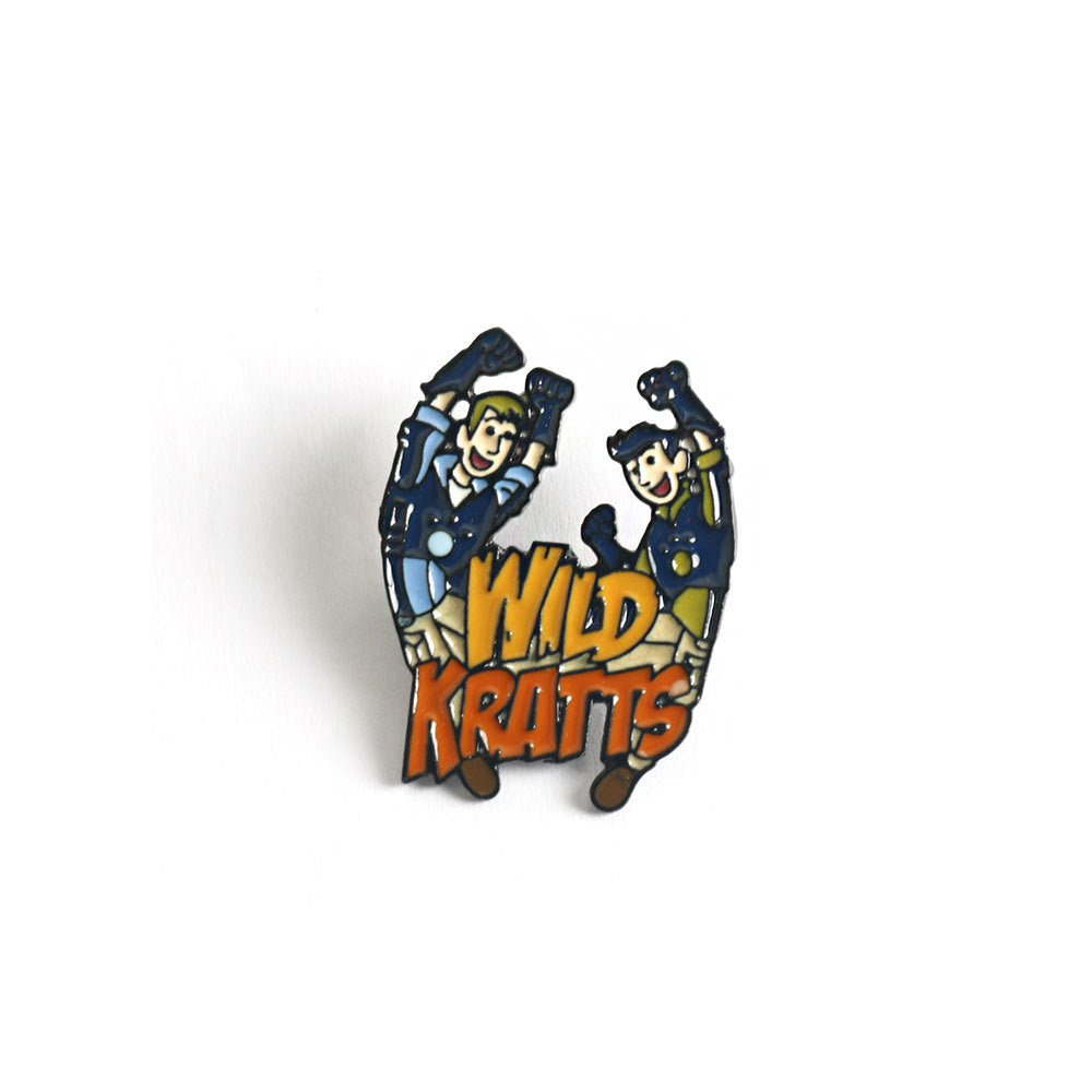 Wild Kratts metal badge pins, 2-piece animated character set