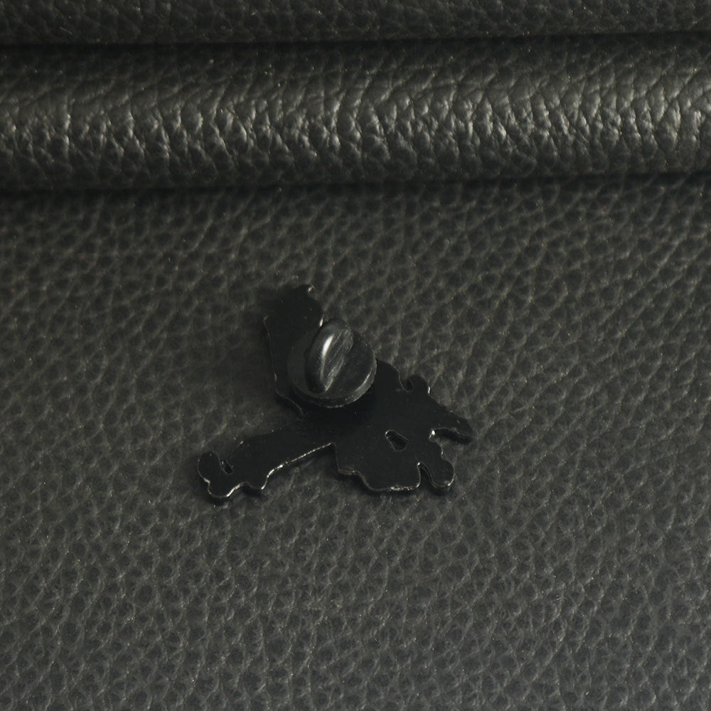 Metal badge pin clasp backing with loop, dark finish