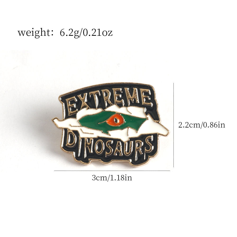 Extreme Dinosaurs enamel pin, size 3cm x 2.2cm, green starry dinosaur badge