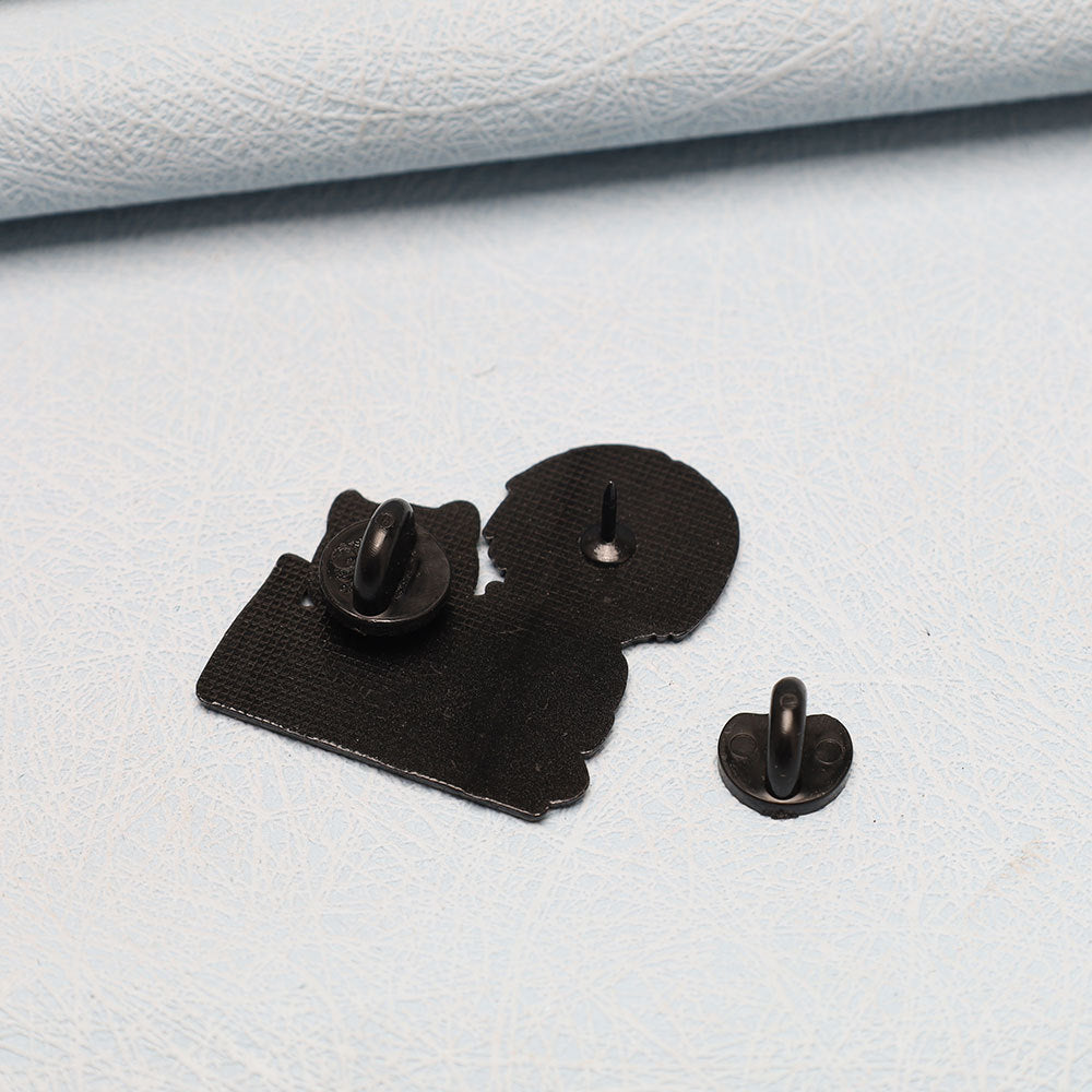Black metal pin backs and posts for the enamel brooch set (3pcs)