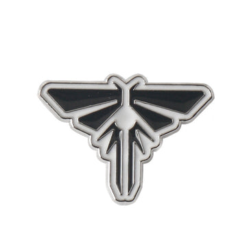 The Last of Us Clicker stage 3 infection pin badge with black wings and silver frame
