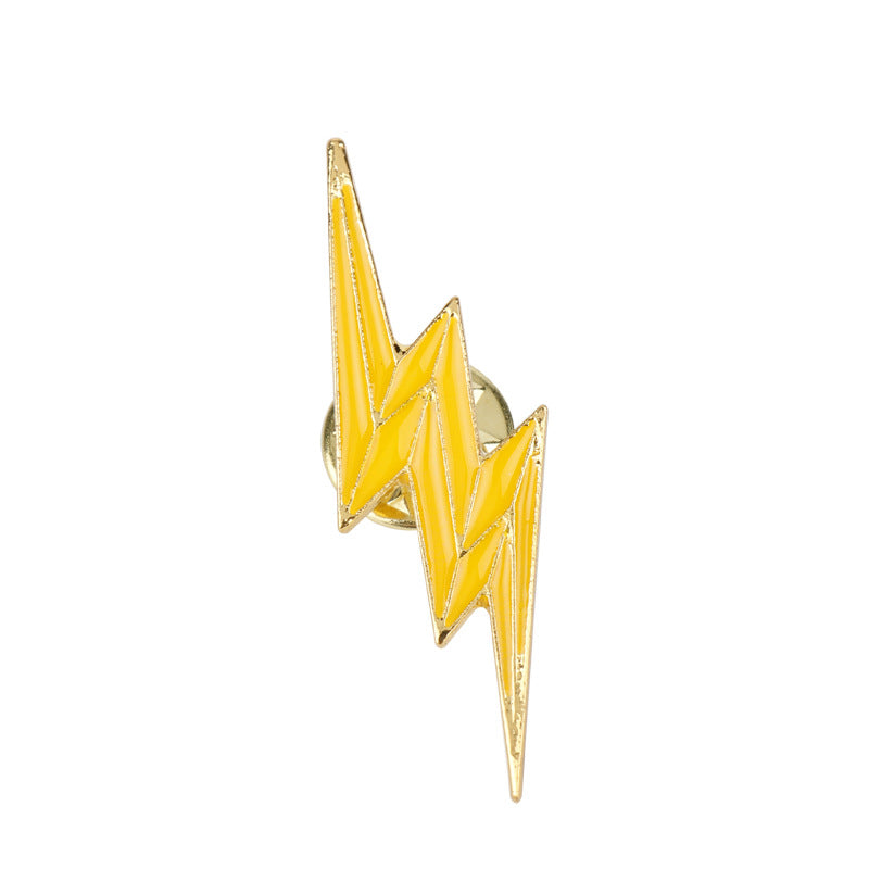 Yellow enamel lightning bolt metal pins, 3-piece set