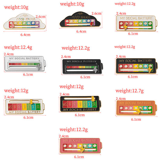 MY SOCIAL BATTERY Mood Slider Pins Interactive Emotion Management Badges