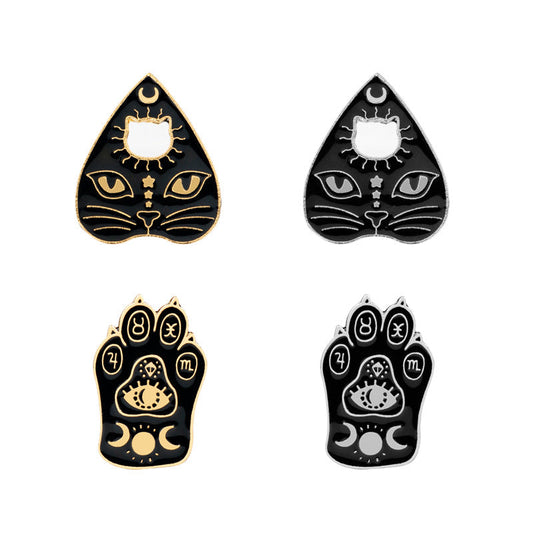 Punk Style Witch Cat Claw Alloy Brooch Pin 4 Pack