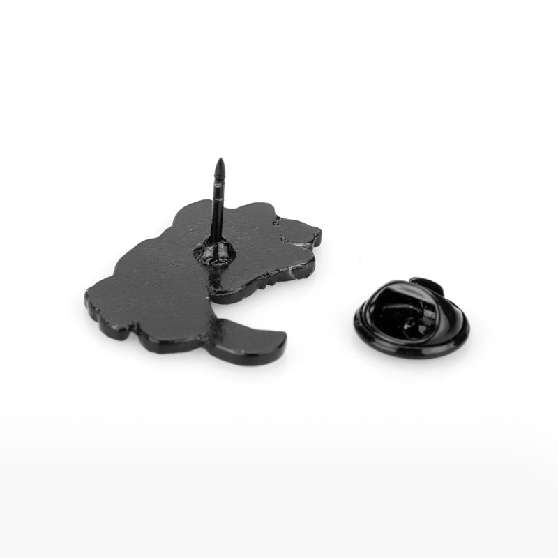 Cat metal brooch backs with pin clasp, two-piece set, dark finish