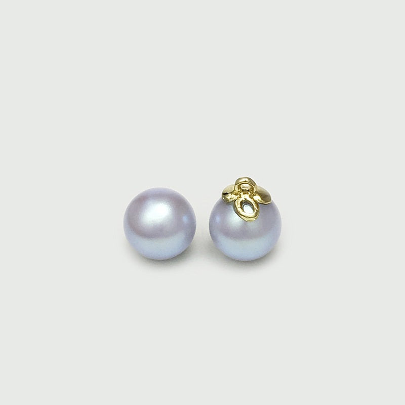 10mm round pearl buttons with golden loop, light blue