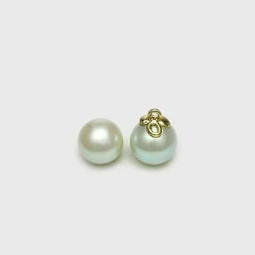 10mm round pearl buttons with golden loop, greenish
