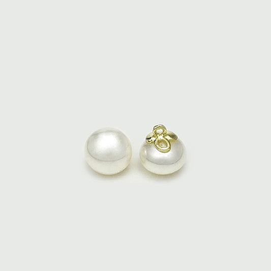 10mm Oval Pearl Buttons Golden Loop for Silk Shirts Dresses 20pcs White Gold