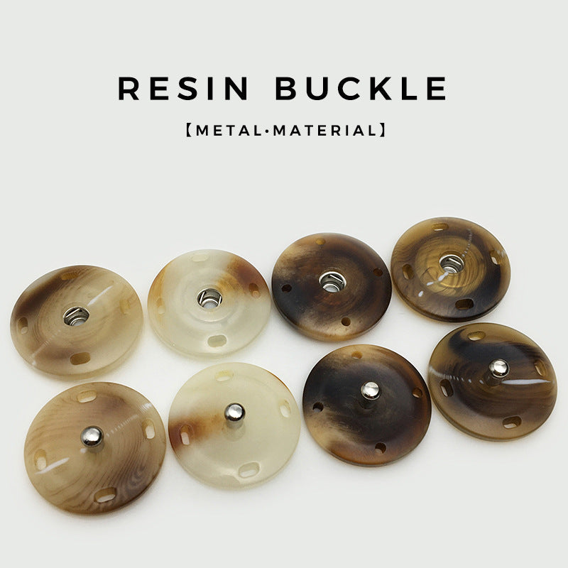 Resin-Klickverschlüsse für Mäntel, gemischte Farbauswahl, runde Knopfseiten mit Metallstift