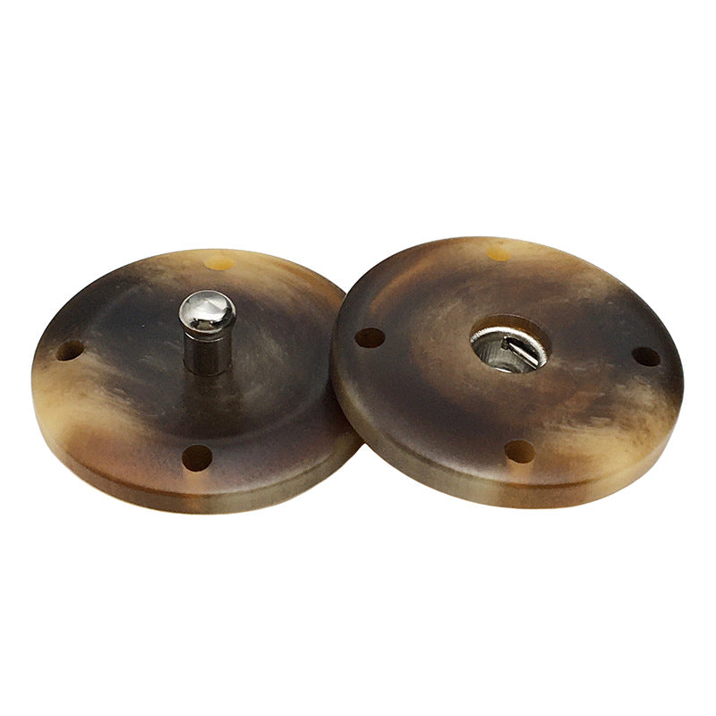 21/25-mm Resin-Klickverschlüsse für Mäntel, dunkelbraun, runde Knopfseiten mit Metallstift