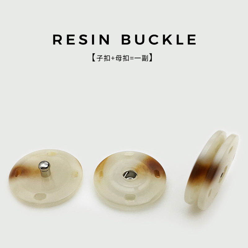 Resin-Klickverschlüsse für Mäntel, helles Set mit Metallstift, runde Knopfseiten