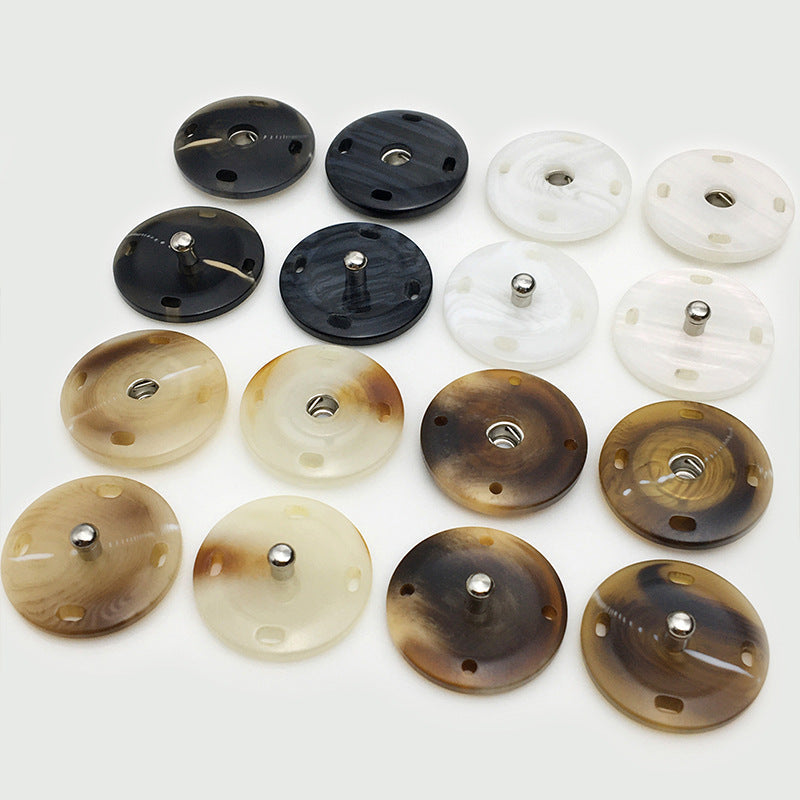 12er Set Resin-Klickverschlüsse für Mäntel in mehreren Farben, runde Kappen mit Metallstift