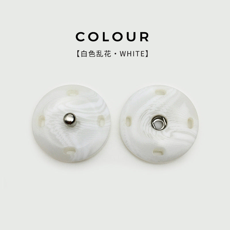 21mm/25mm white invisible resin snaps, metal stud and socket, 2-piece view