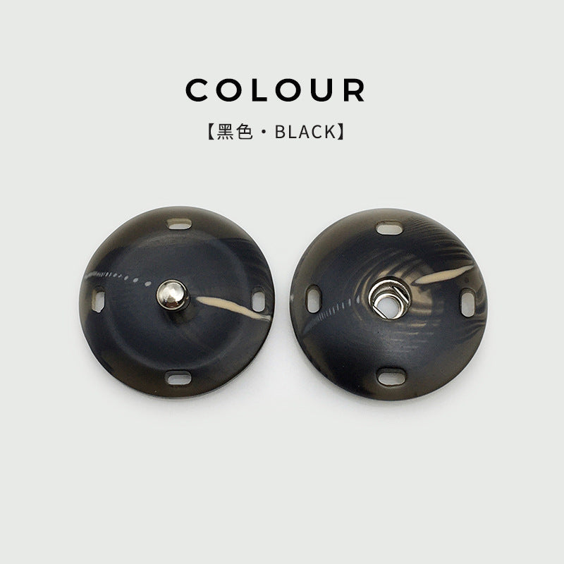 21mm/25mm black invisible resin snaps, metal stud and socket, 2-piece view