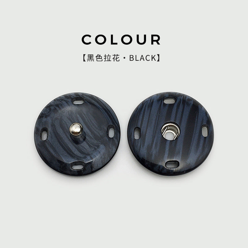 21mm/25mm dark invisible resin snaps, metal stud and socket, 2-piece view