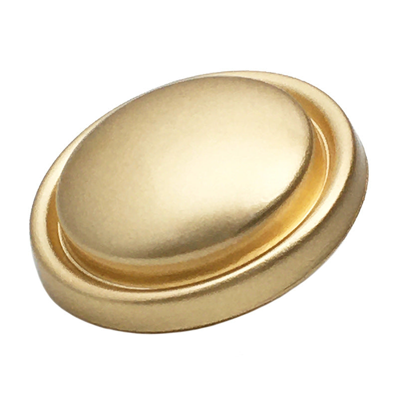 Light gold round mushroom metal button, slim curved edge for coats