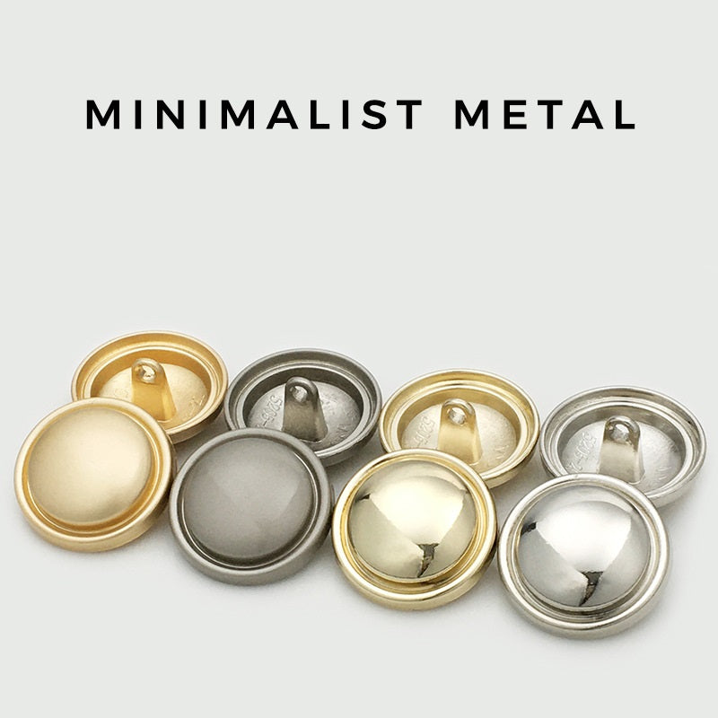 Round mushroom metal buttons set, mixed light gold and silver tones, 20 pcs