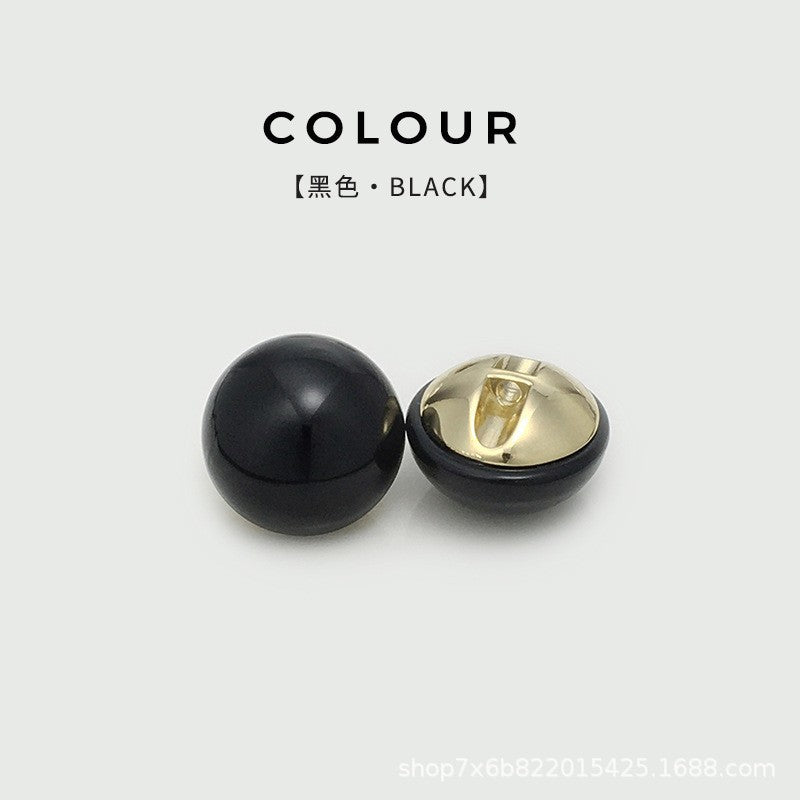 Mushroom-shaped pearl buttons, hidden holes, black